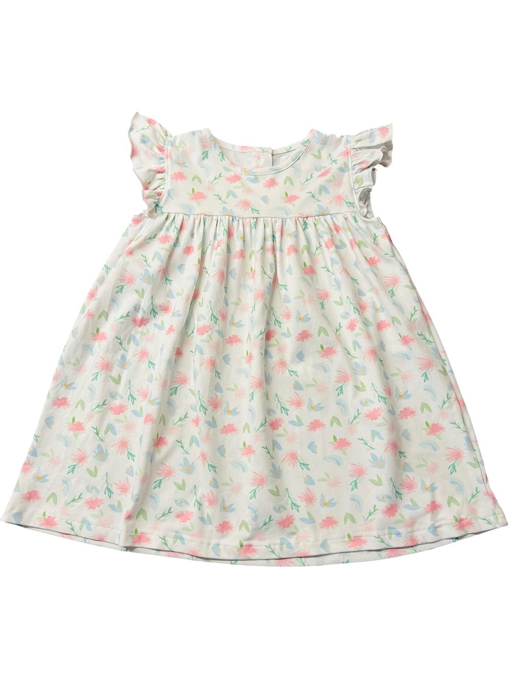 Cecil And Lou Girls White Floral Casual Dress with Pink & Green Accents Size 2T